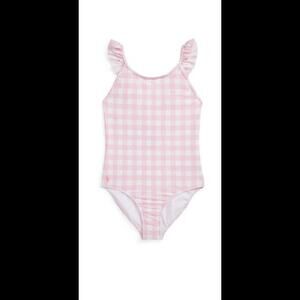 Polo Ralph Lauren Girl’s Size 16 Ruffle Pink Gingham Swimsuit Bathing Suit NWT
